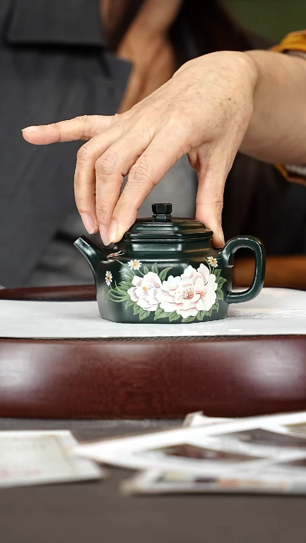 茶壶紫砂93YJY六方德钟 老绿泥柴烧200cc