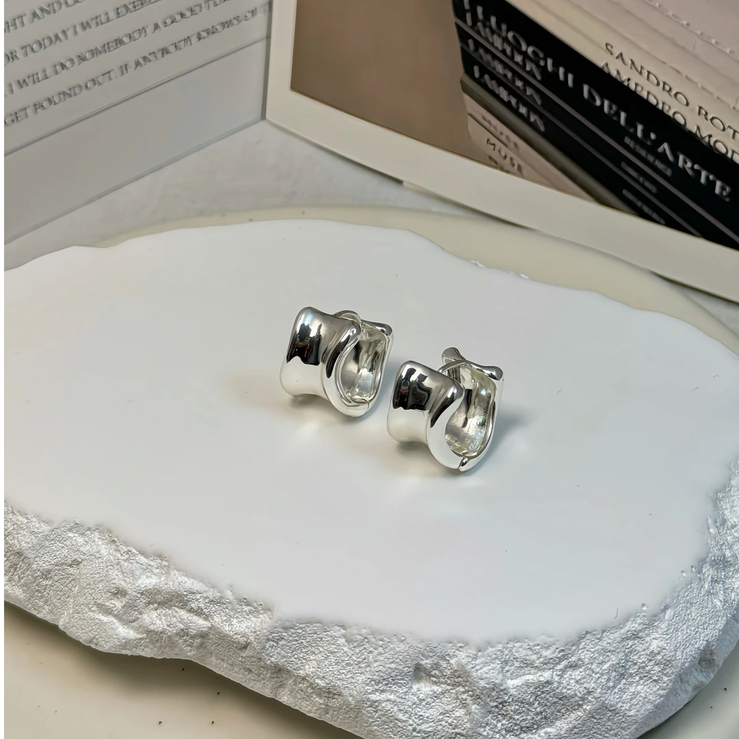 合金耳饰 极简系列大光面弧形不规则耳环质感简约高级几何耳钉