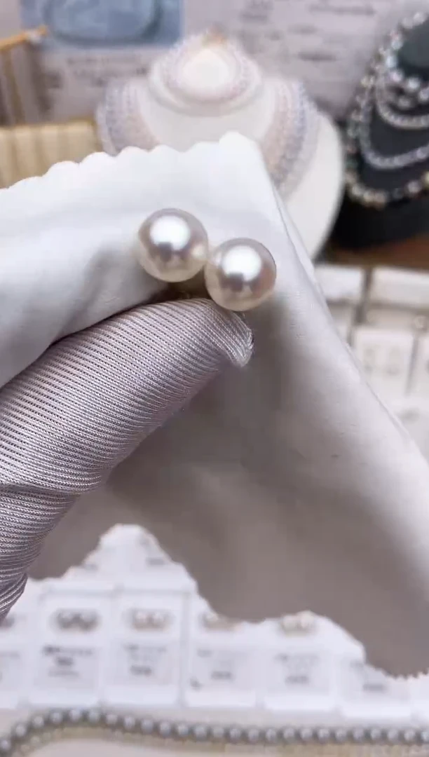 【闪购商品】海水珍珠耳饰18K金镶嵌特选福利9-9.5mm不退不换