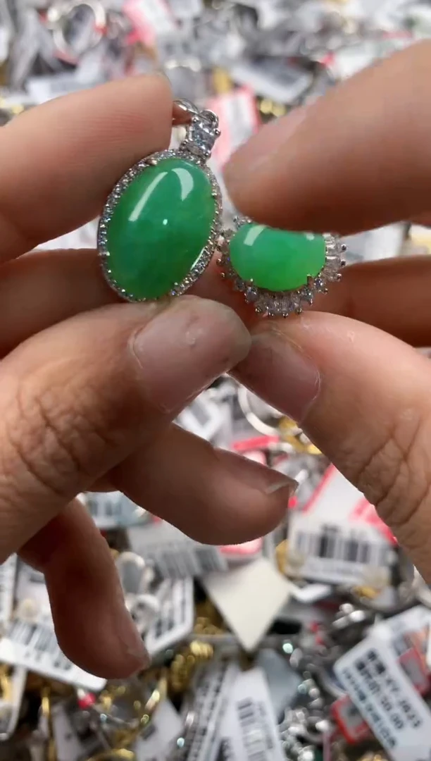 银S925镶嵌戒指翡翠666--5