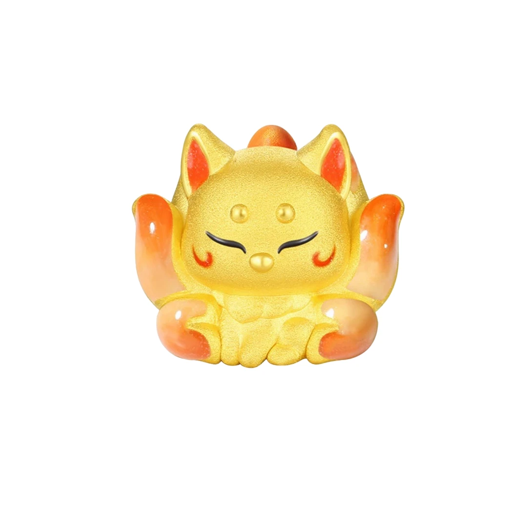 999黄金可爱九尾狐手链女3D硬金足金小狐狸招桃花运转运珠送女友