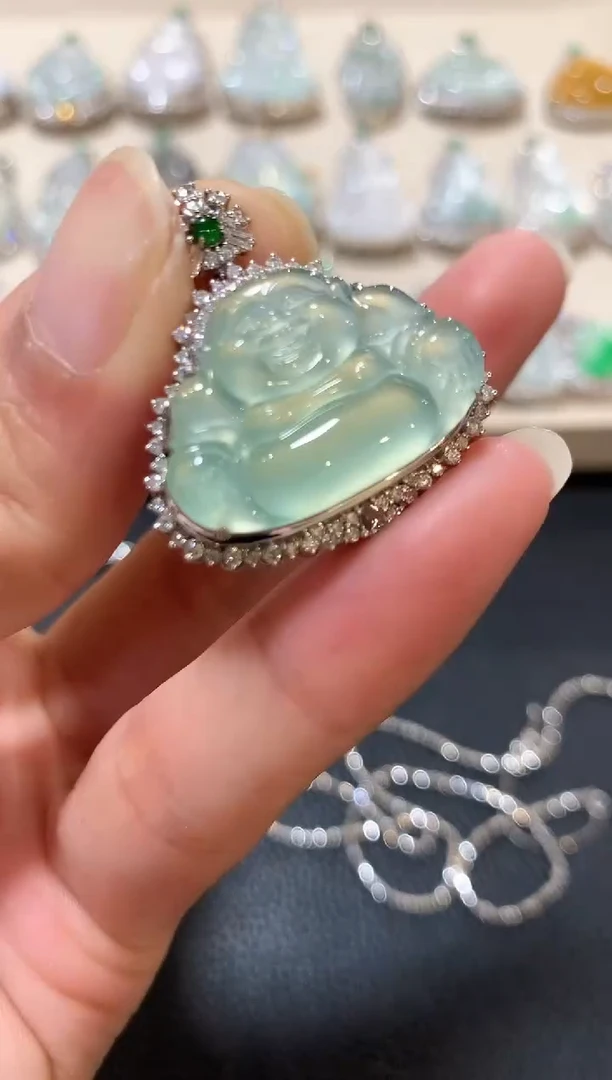 吊坠(不含链)18K金镶嵌翡翠n49