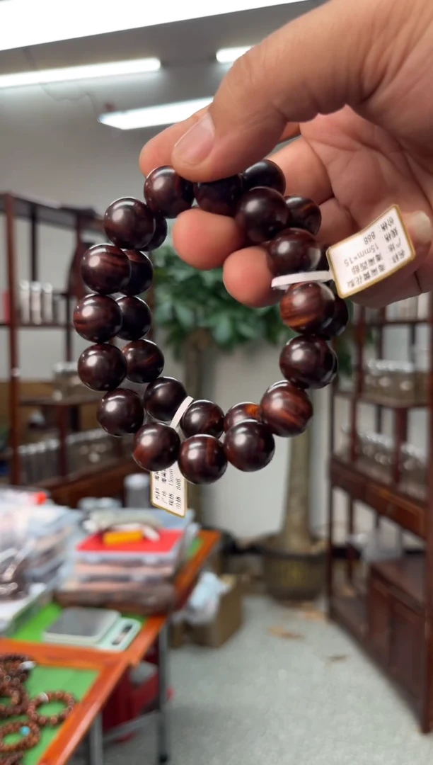 黄花梨/降香黄檀海南黄花梨1.5X15霸王岭山料手串文玩手串（299）