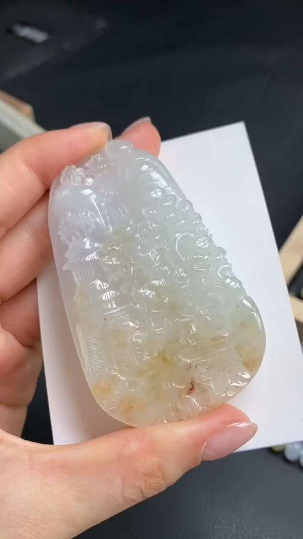 定制翡翠未镶嵌大山水牌