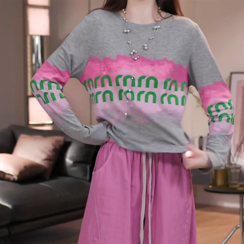 长袖T恤女夏季薄款时尚百搭休闲洋气长袖防晒上衣C5706