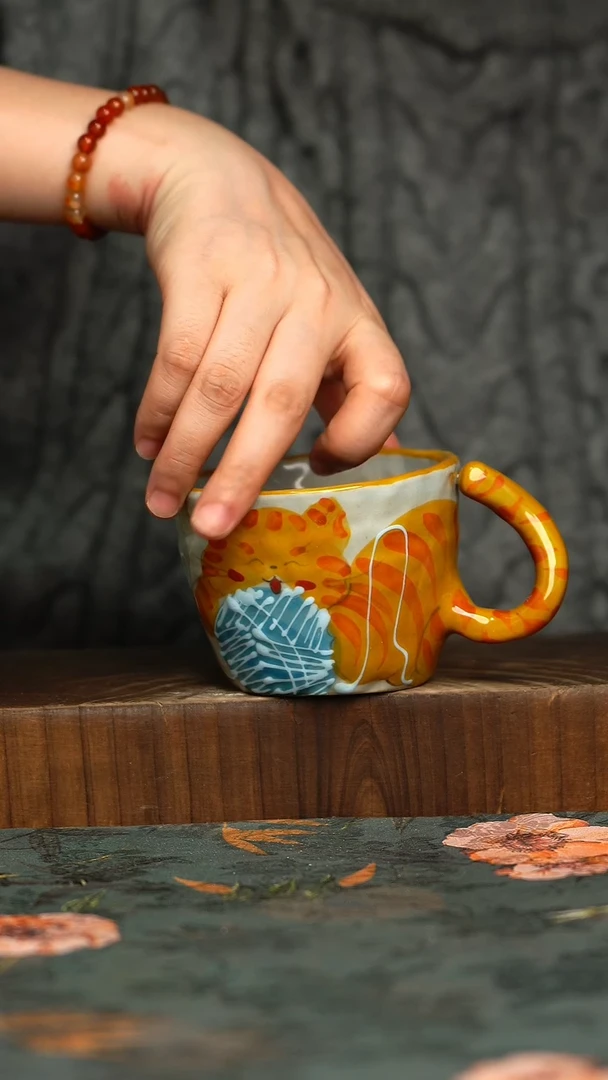 杯釉下彩手工手绘同款陶器