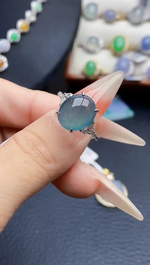 银S925镶嵌戒指翡翠1100