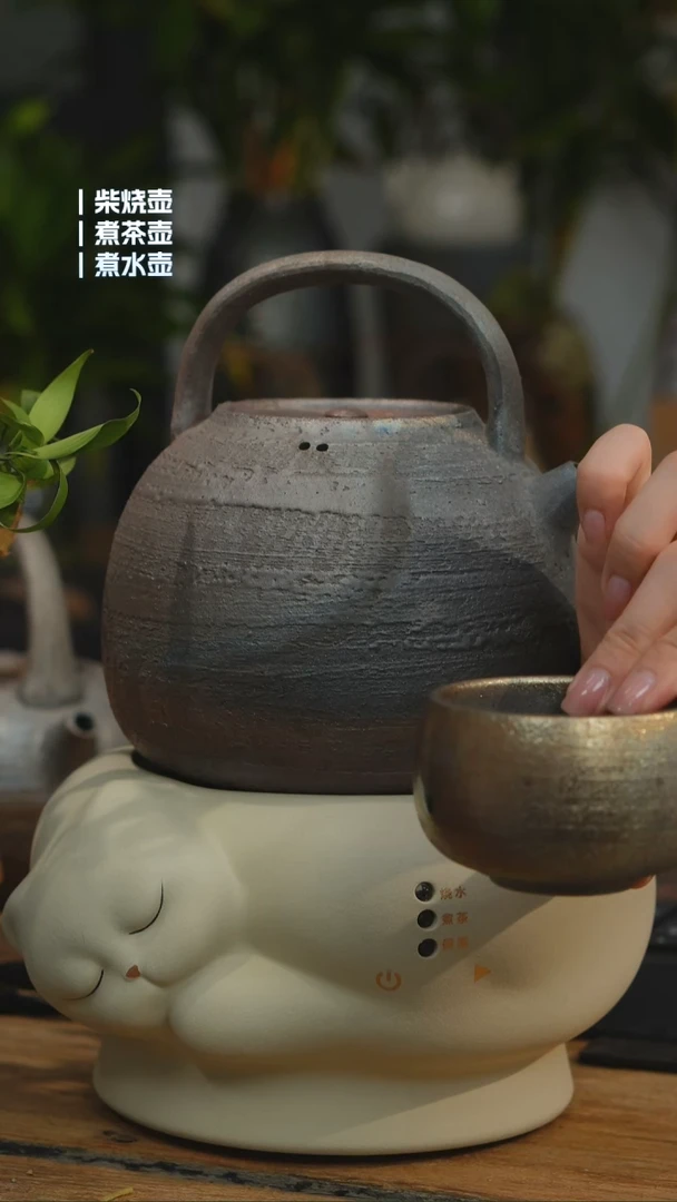 铁胎柴烧1200cc 一壶一龙窑禅定杯（可备注有字无字）