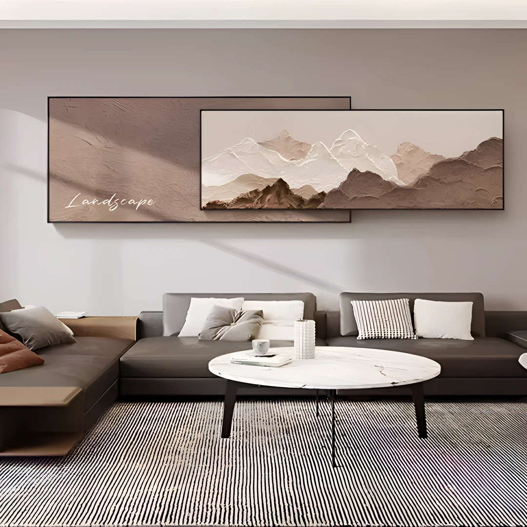 【背有靠山】客厅装饰画侘寂风高档沙发背景墙挂画抽象感叠加壁画