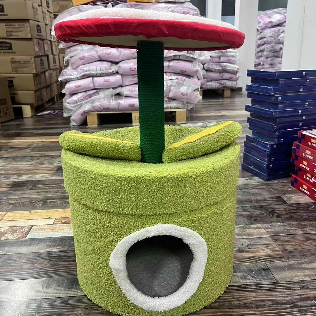 可爱食人花剑麻猫窝桶冬季保暖猫窝耐抓耐磨可磨爪可睡猫咪玩具