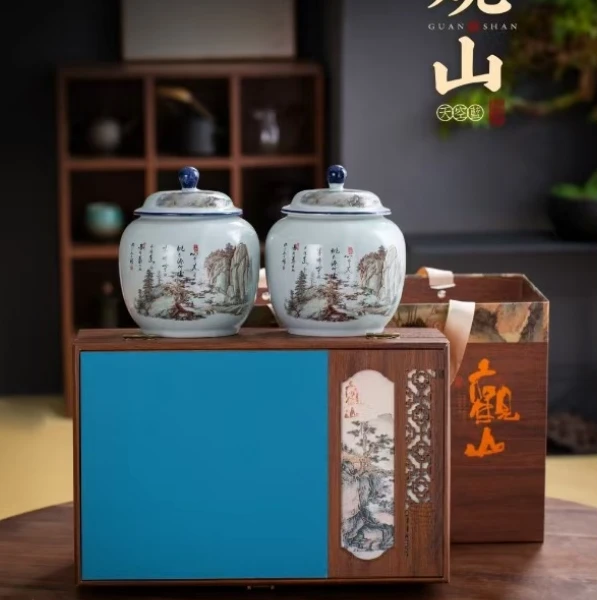【京东送达】【观山】新茶茉莉花茶茉莉飘雪 300g双陶瓷  茶叶礼盒装