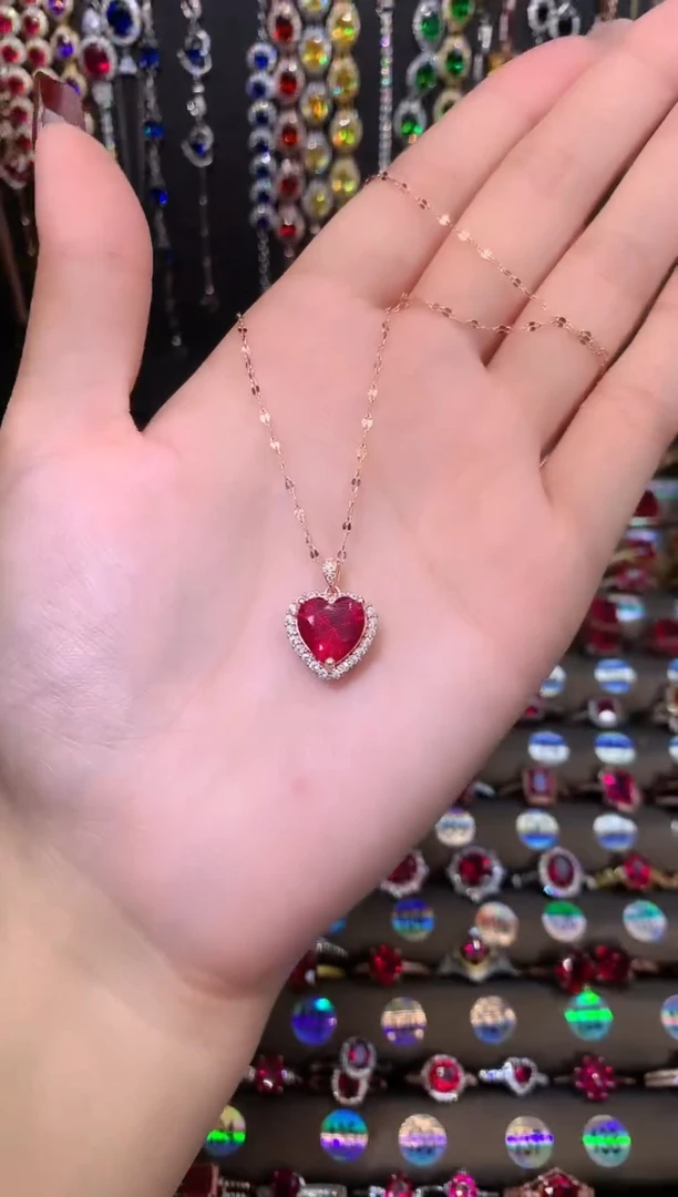 【闪购商品】红宝石吊坠(赠链)银S925镶嵌玫瑰金