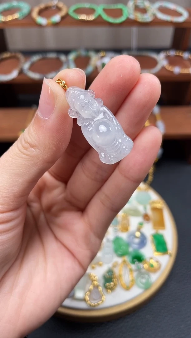 【闪购商品】翡翠吊坠(不含链)18K金镶嵌一个  JK673