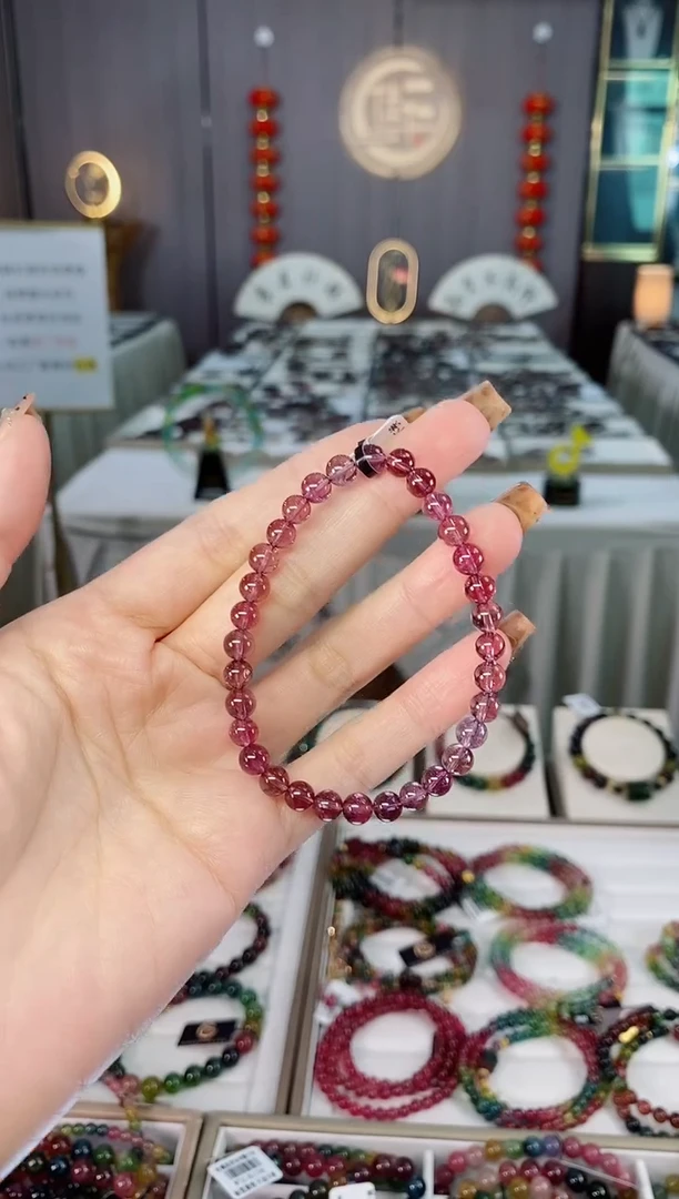 未镶嵌老矿碧玺色标单圈手串5mm+碧玺dan多样性发货一条