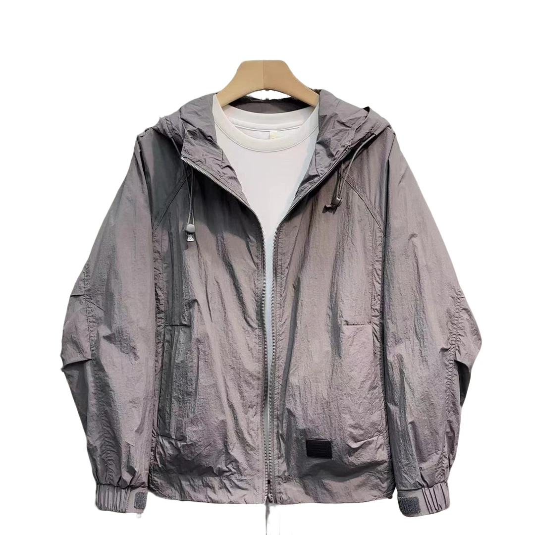 春夏季薄款网衬连帽夹克潮牌男士上衣休闲潮流潮男港风外套