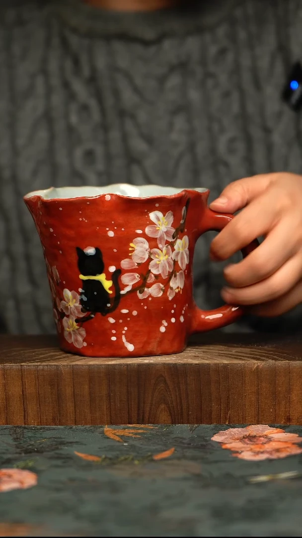 杯釉下彩手工手绘同款陶器