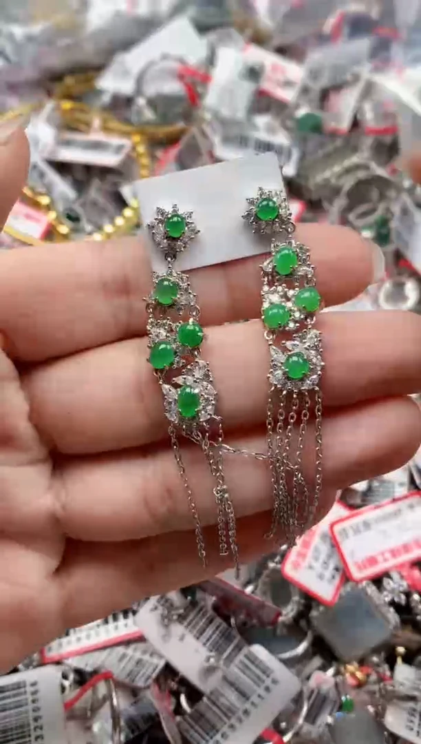 银S925镶嵌戒指翡翠天然A货缅甸翡翠
