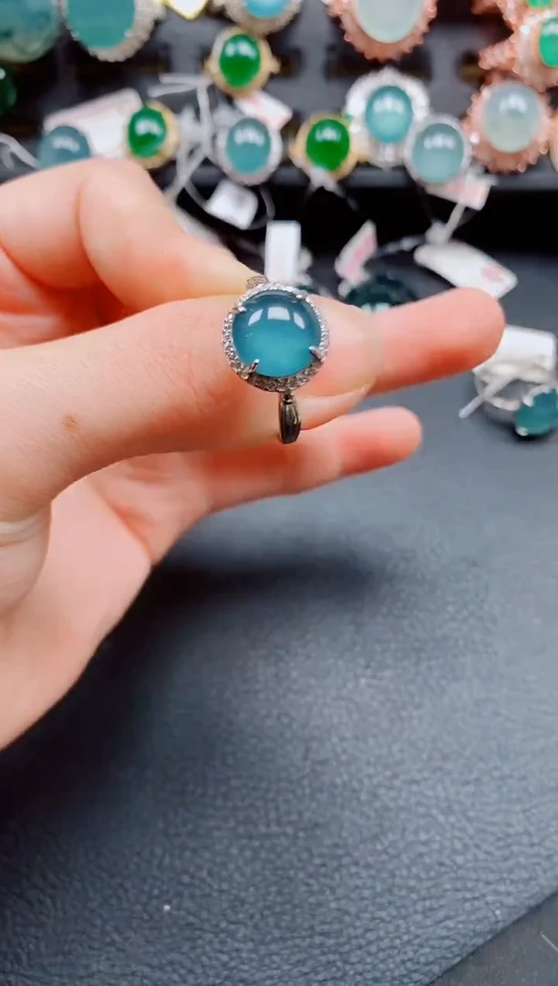 银S925镶嵌戒指翡翠翡翠