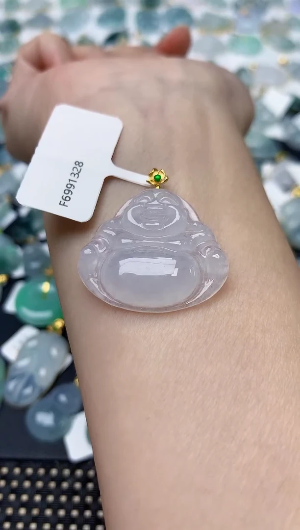 颈饰18K金镶嵌翡翠天然缅甸A货翡翠