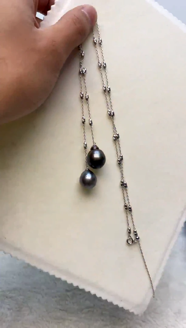 颈饰银S925镶嵌海水珍珠12-14