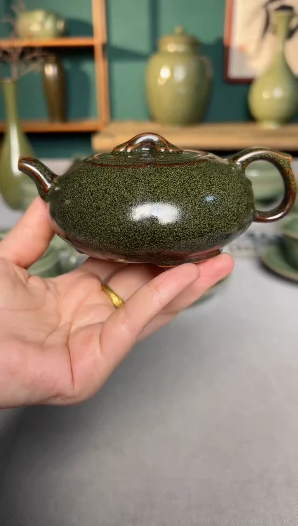 【闪购商品】其他耀州窑茶叶末釉如意三足扁西施壶