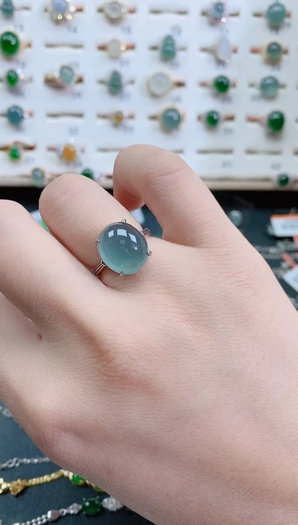 银S925镶嵌戒指翡翠天然翡翠