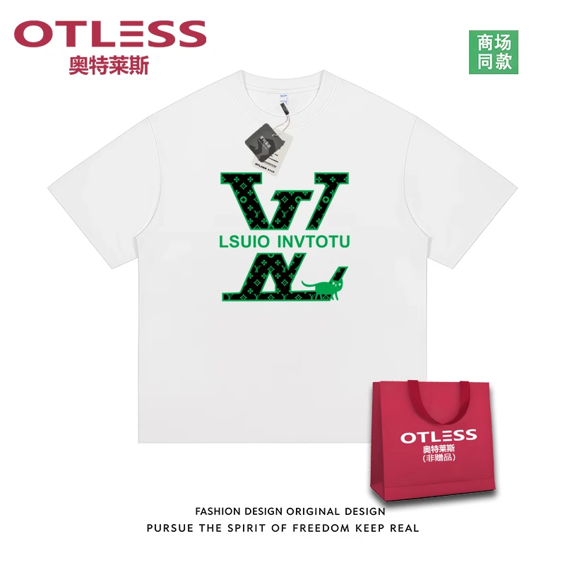 官方正品奥特莱斯 夏季新款圆领短袖印花T恤宽松百搭男女通用上衣