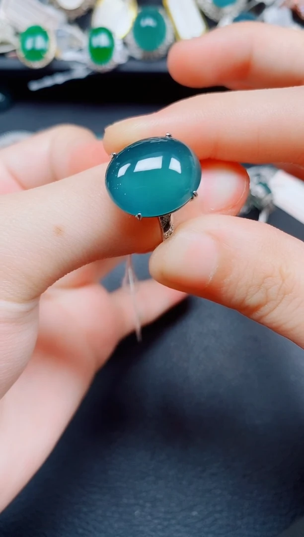 银S925镶嵌戒指翡翠翡翠