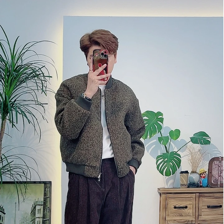 男士特色个性冬季加厚棒球服颗粒绒短款夹克1320