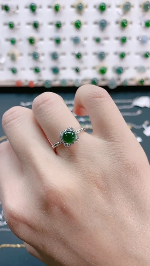 【闪购商品】翡翠戒指银S925镶嵌天然翡翠