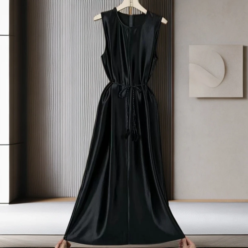 现货 2025新款初夏法式轻奢无袖时尚气质百搭减龄连衣裙711