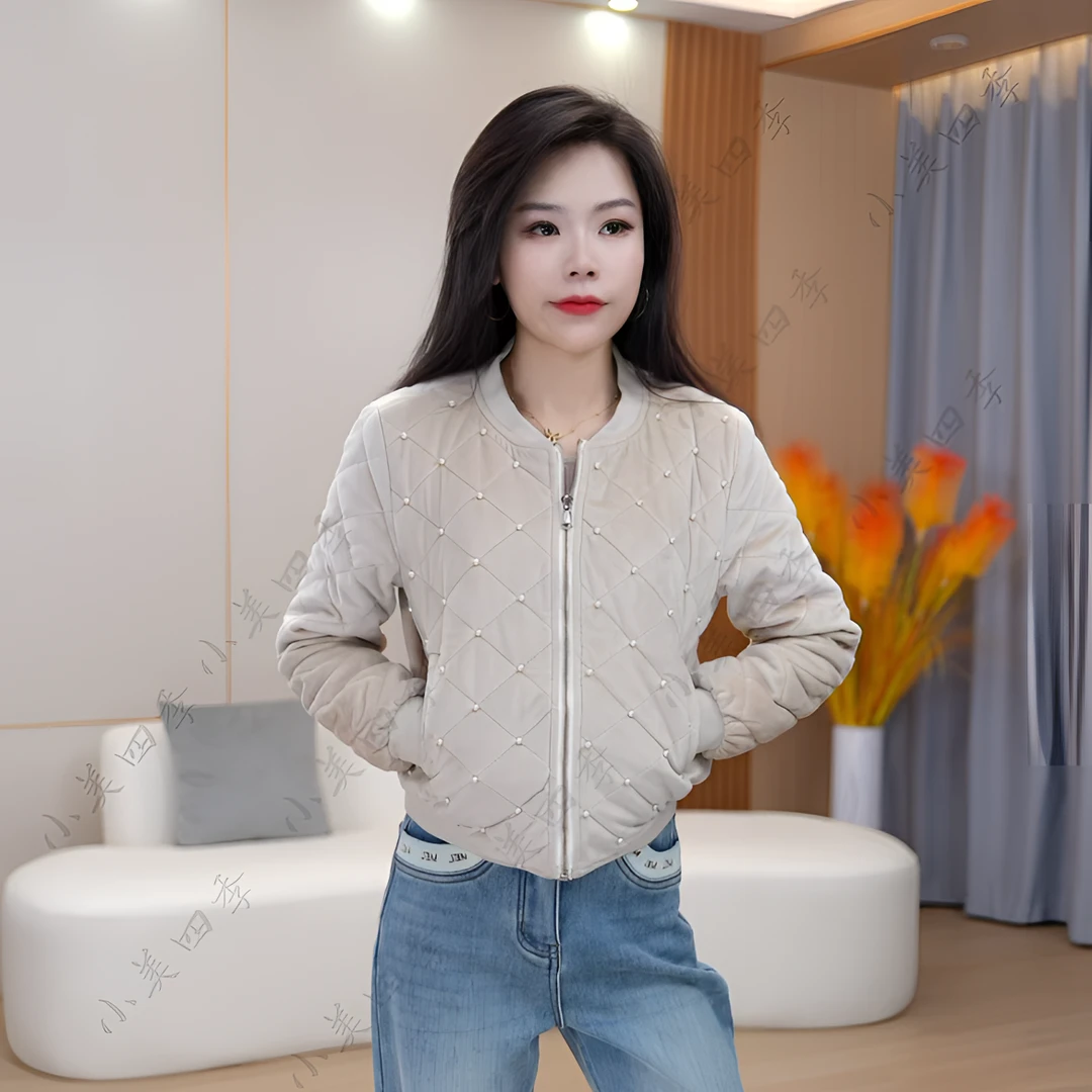 小美四季小个子短款珍珠棒球服时尚短外套上衣女装百搭秋冬2028