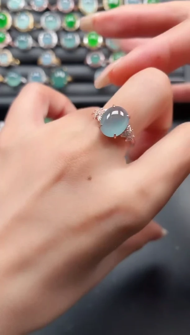 银S925镶嵌戒指翡翠111