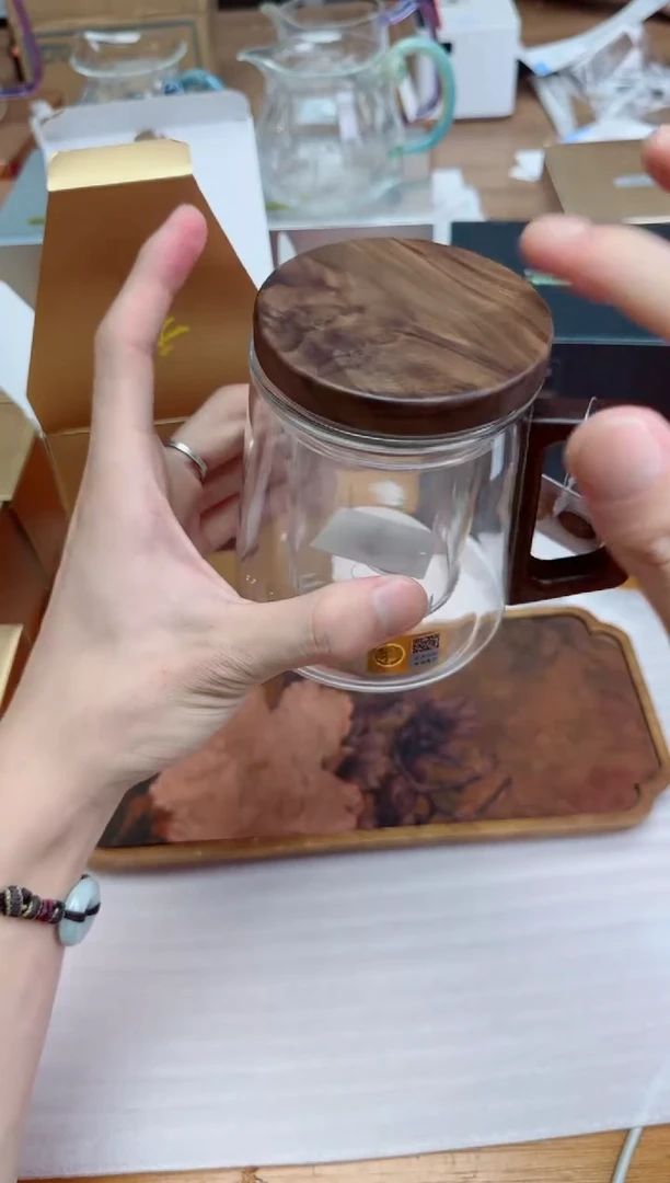 禾器粉金标木笙杯透明色