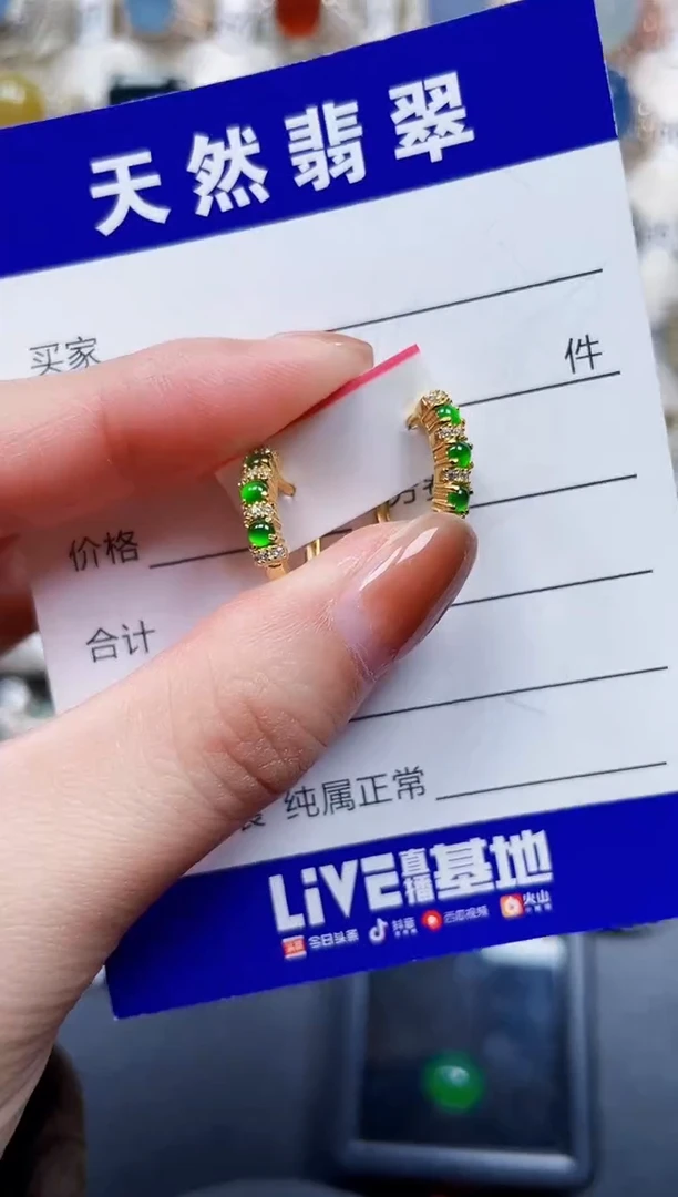 银S925镶嵌翡翠耳饰726