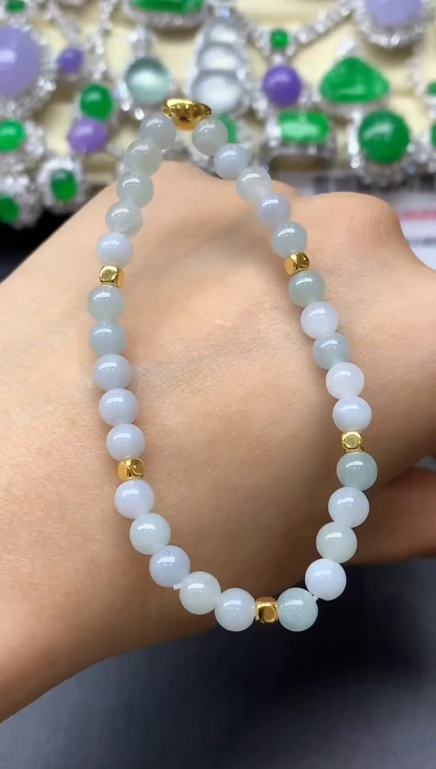 足金镶嵌手链翡翠107-中国好珍宝