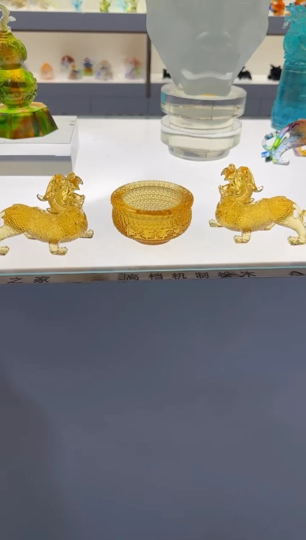 手工艺品琉璃古法琉璃貔加聚宝盆3件