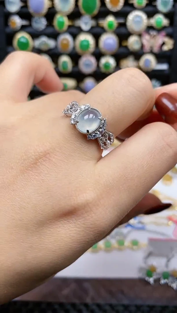 银S925镶嵌戒指翡翠412