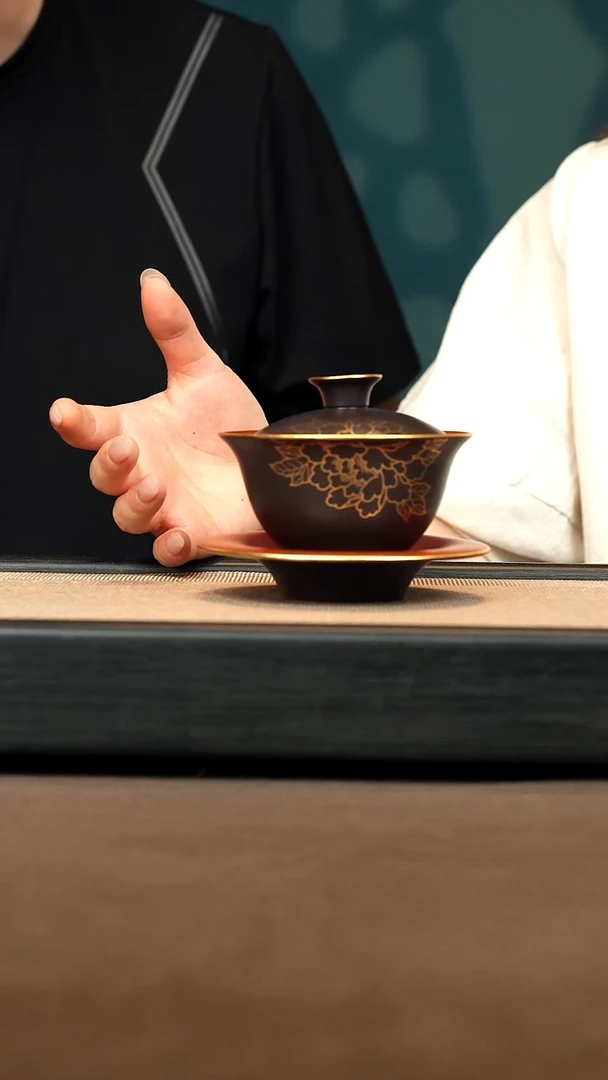 茶壶紫砂【描金盖碗】