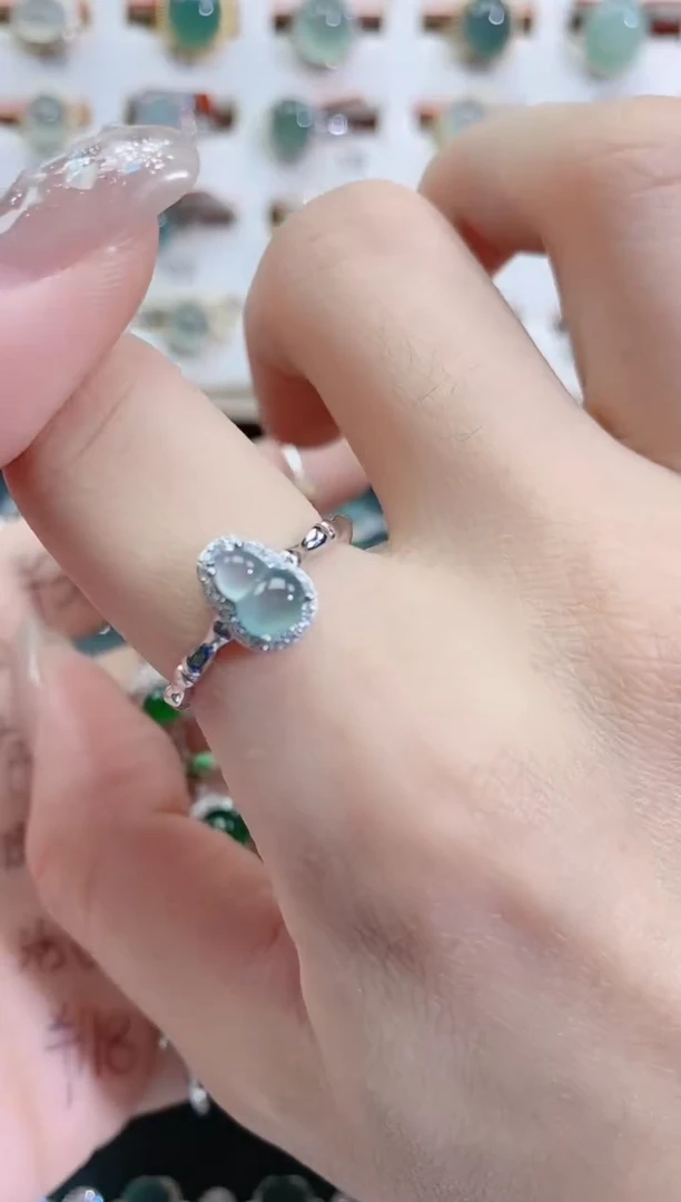 银S925镶嵌戒指翡翠天然翡翠