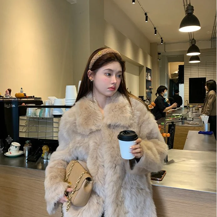 【退换货运费补贴8-12】冬季新款神明少女外套女中长款保暖毛毛大衣