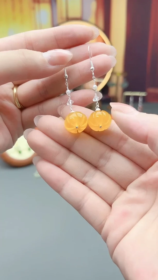 银S925镶嵌耳钉玛瑙/玉髓w06
