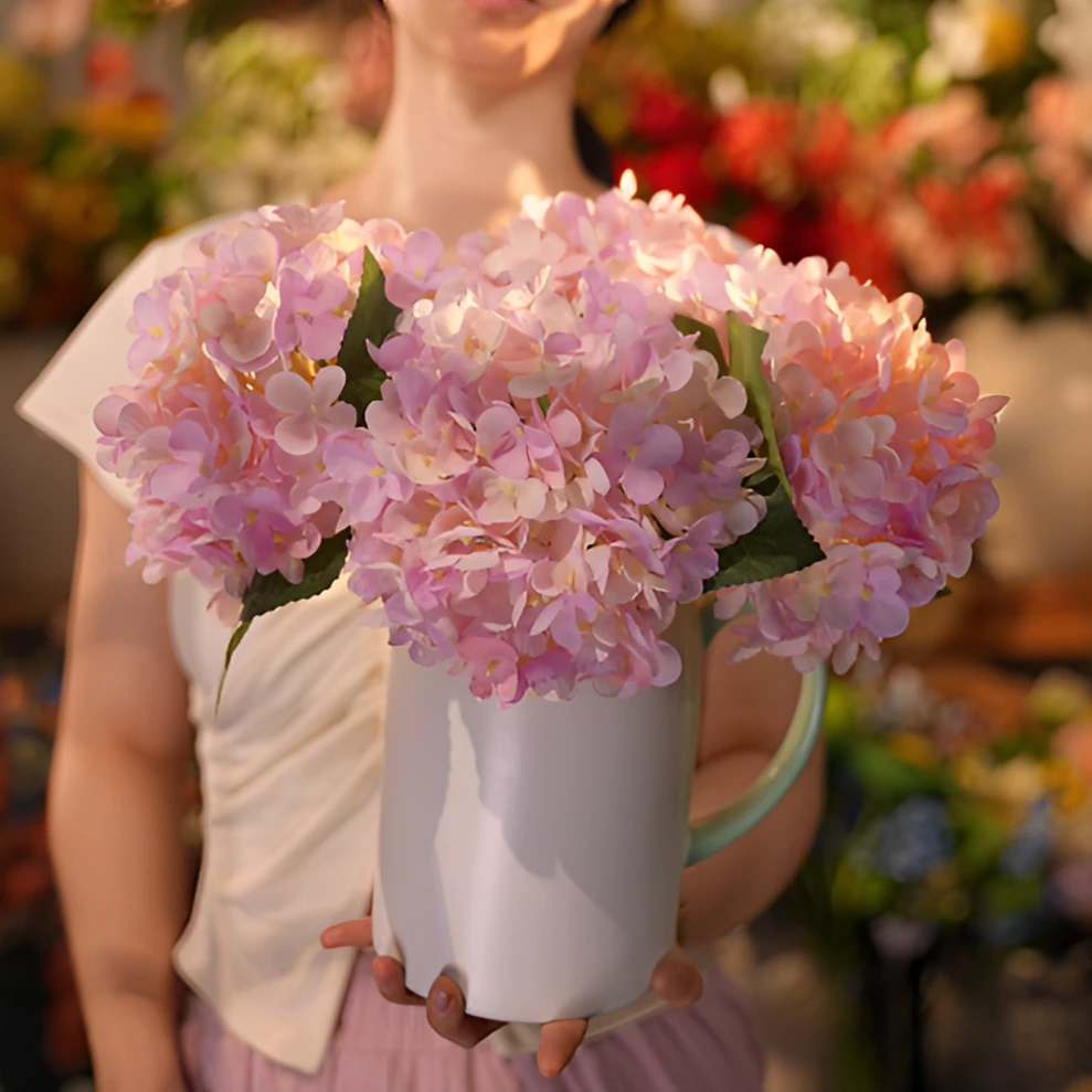 粉色绣球仿真花 浪漫粉色餐桌花客厅卧室装饰绢布假花