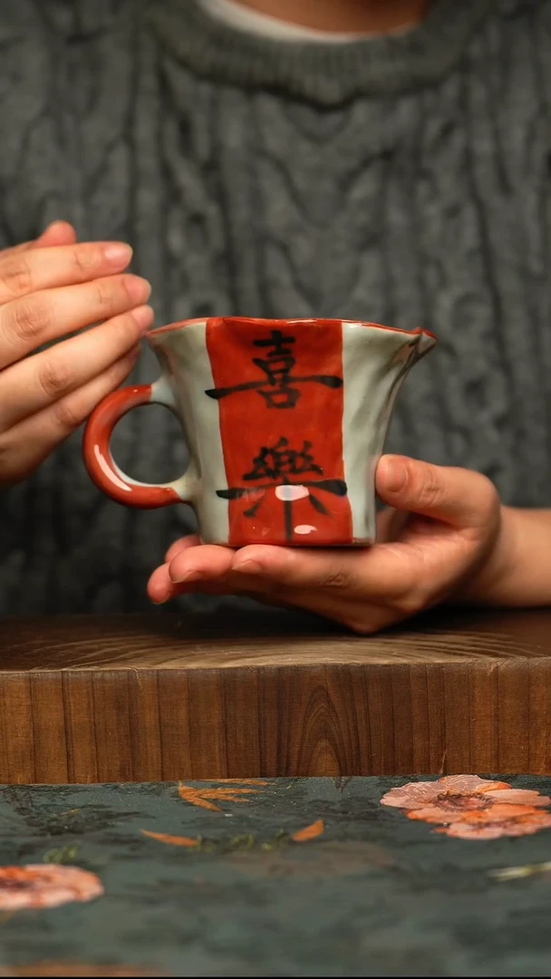 杯釉下彩手工手绘同款陶器