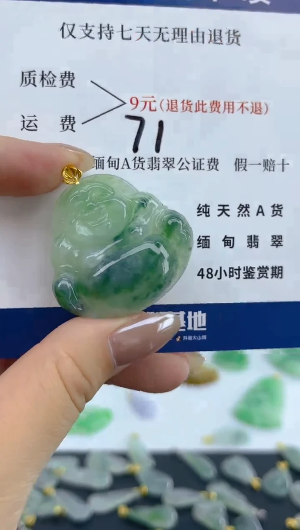 颈饰18K金镶嵌翡翠天然A货翡翠