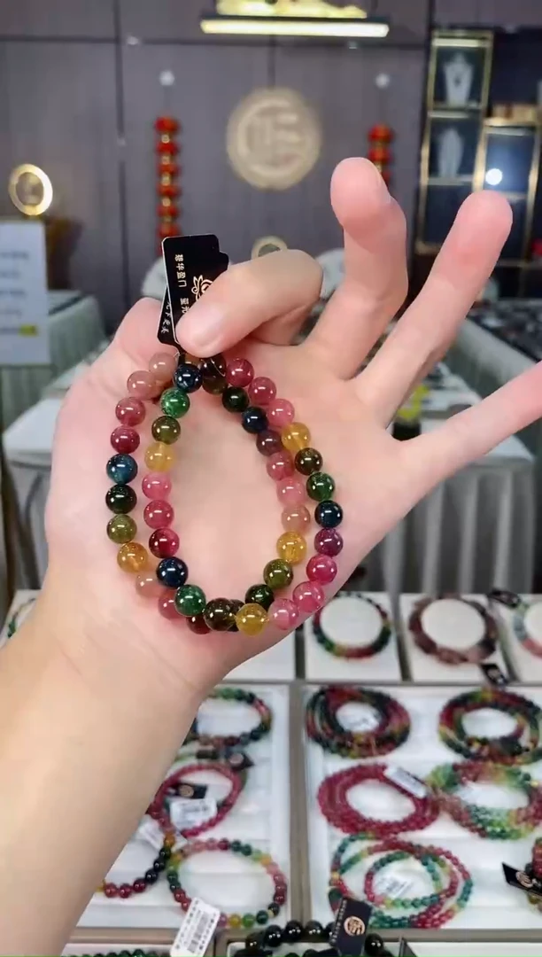未镶嵌透体老矿碧玺单圈手串8mm+碧玺xion多样性发货一条