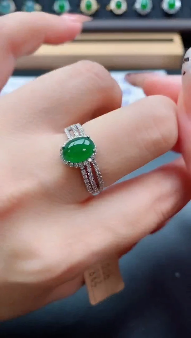 银S925镶嵌戒指翡翠1