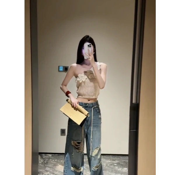 设计感辣妹气质上衣女2025新款显瘦牛仔裤