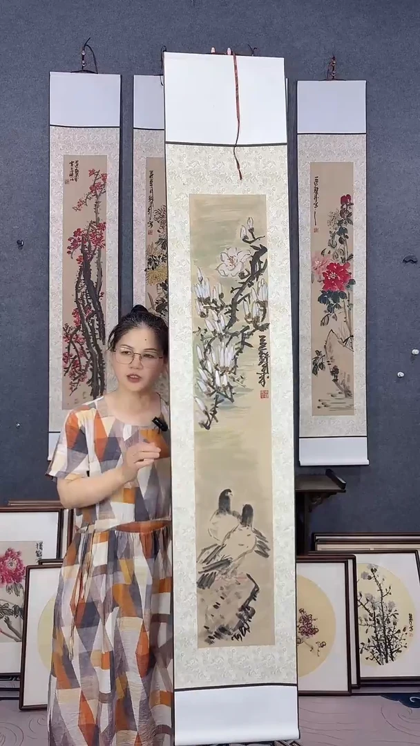 国画175*32吴铁成手绘卷轴