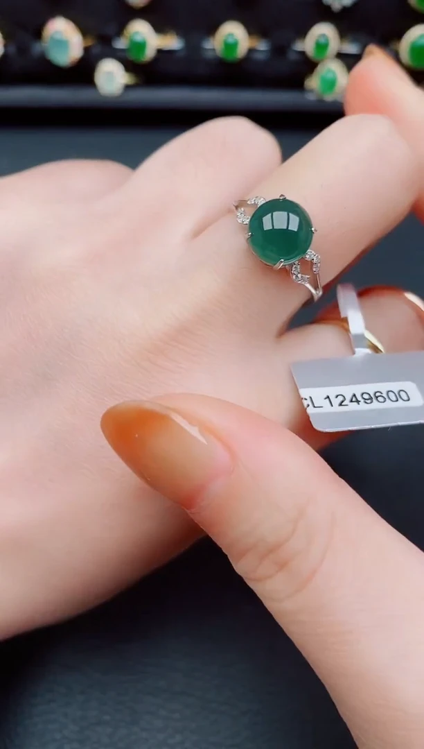 【闪购商品】翡翠戒指银S925镶嵌天然a货翡翠10